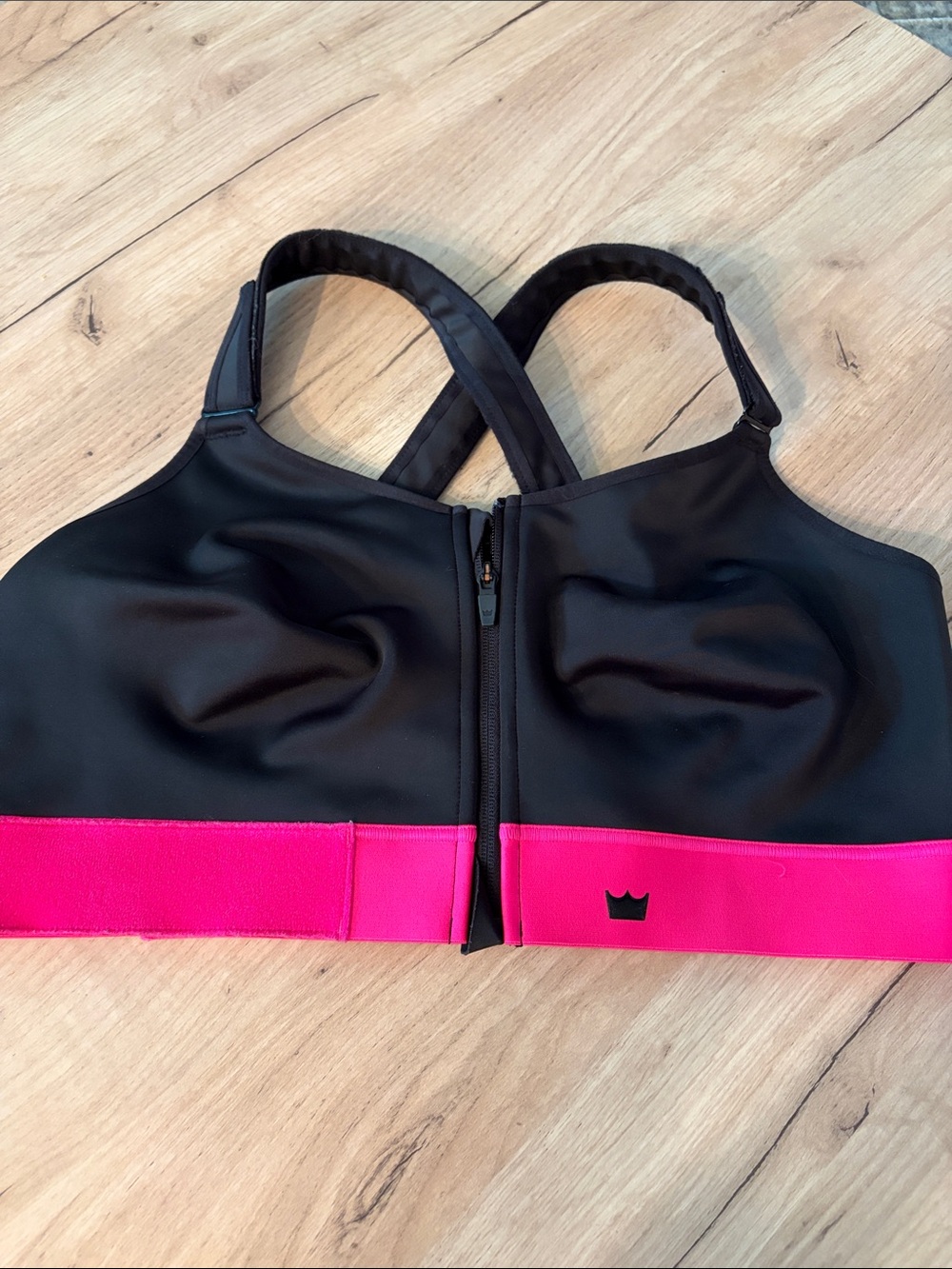SHEFIT ULTIMATE SPORTS BRA 4 LUXE BLACK PINK ZIP FRONT ADJUSTABLE